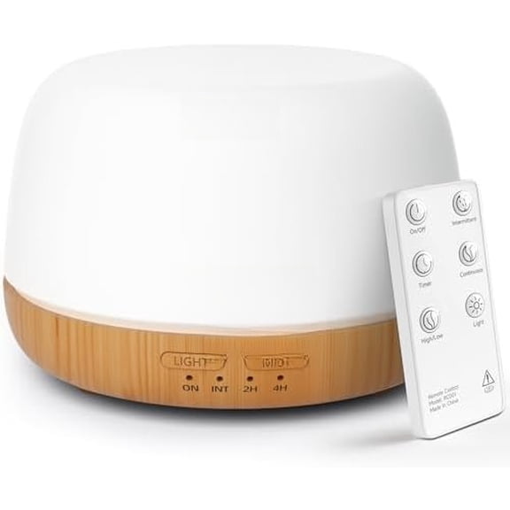 Essential Oil Diffuser, 300ml Ultrasonic Aromatherapy Oil Humidifier with 7 Colors LED Lights, 2 Mist Mode for Home Valentine's Gift (Wood Grain)