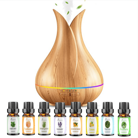 Essential Oil Diffuser 400ml Aromatherapy Humidifier  Auto-Off Safety, Remote & 4 Timer, 7 Color LED  Perfect for Bedroom, Office, Home