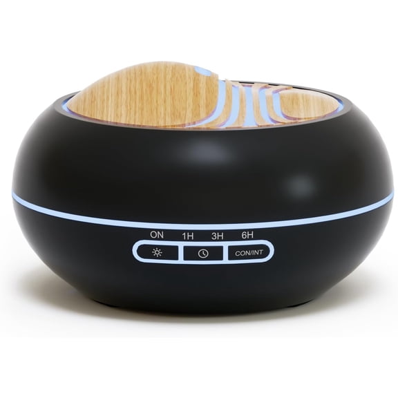 Essential Oil Diffuser 400ml Diffusers for Essential Oils with 2 Mist Mode Aromatherapy Diffuser Cool Mist Humidifier with 7 LED Night Light Timer & Auto-Off Large Room Diffuser (Black)