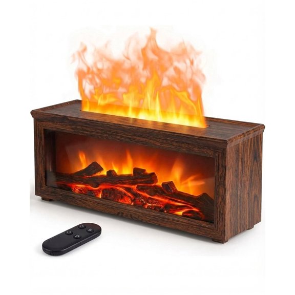 Essential Oil Diffuser, 7-Color Fireplace Fire Flame Aromatherapy Humidifier, 280ml Ultrasonic Aroma Diffuser, Cozy with Time Sets and Remote Control for Bedroom Home Yoga Office