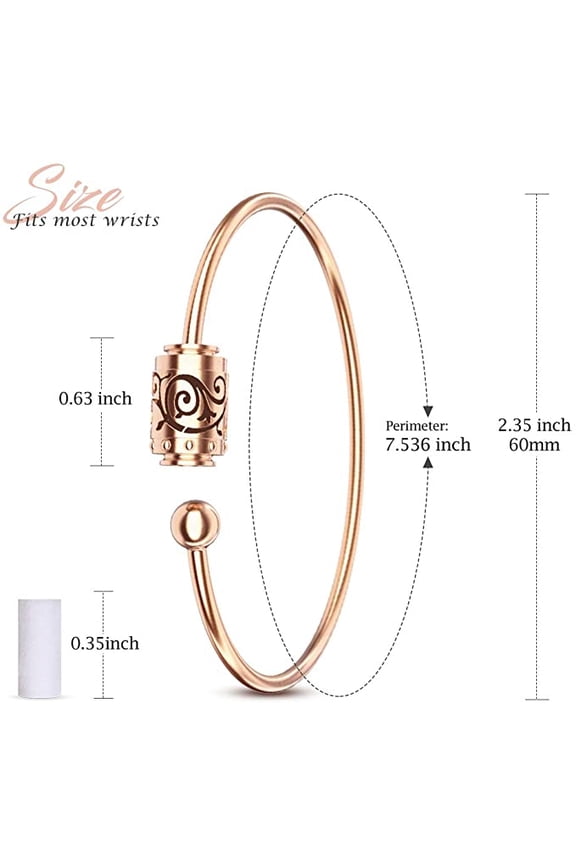 Essential Oil Diffuser Bracelet, Aromatherapy 316L Stainless Steel Adjustable Rose Gold Bracelet with 4PCS Refill Sticks, Retro Hollow Design Relaxation Bracelet Birthday Gift for Girls and Women