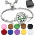 thumbnail image 1 of Essential Oil Diffuser Bracelet Aromatherapy Locket Scent Bracelet Adjustable Bracelet Tree of Life Styles Set with 10 Refill Pads，Pads Send a Beautiful Gift Box, 1 of 6