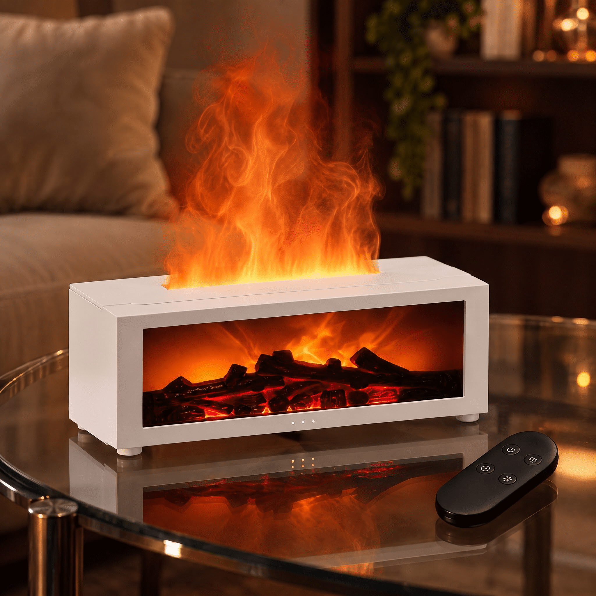 Essential Oil Diffuser, Fireplace Flame Air Aroma Diffuser Humidifier ...