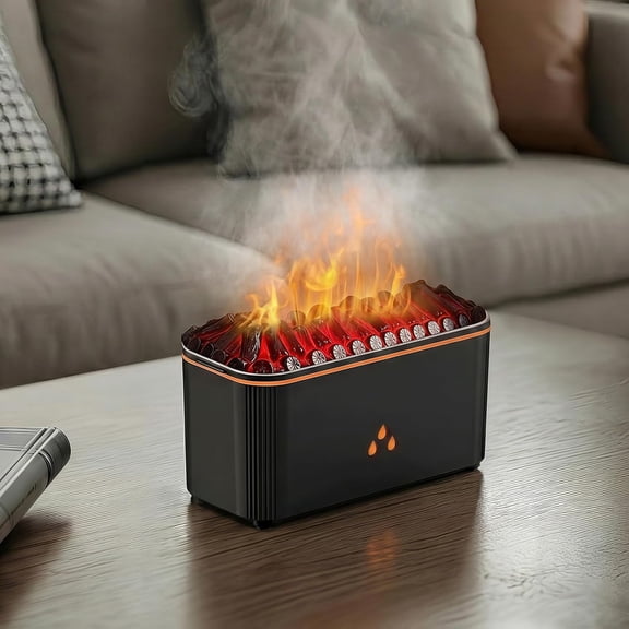 Essential Oil Diffuser, Flame Air Aromatherapy 7 Color Changing Light, Humidifier with Auto Shut-Off for Home, Bedroom, Yoga, Spa(Black)