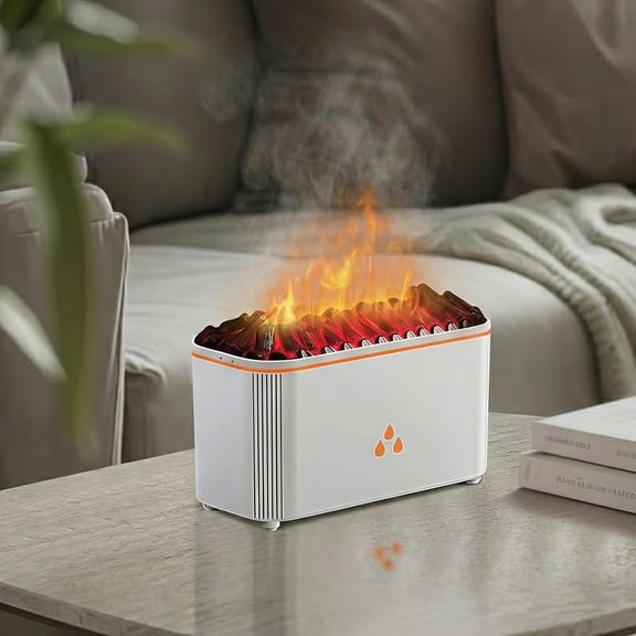 Essential Oil Diffuser, Flame Air Aromatherapy Diffuser, 7 Color Changing Light, Aromatherapy Humidifier with Auto Shut-Off for Home, Bedroom, Yoga, Spa(White)