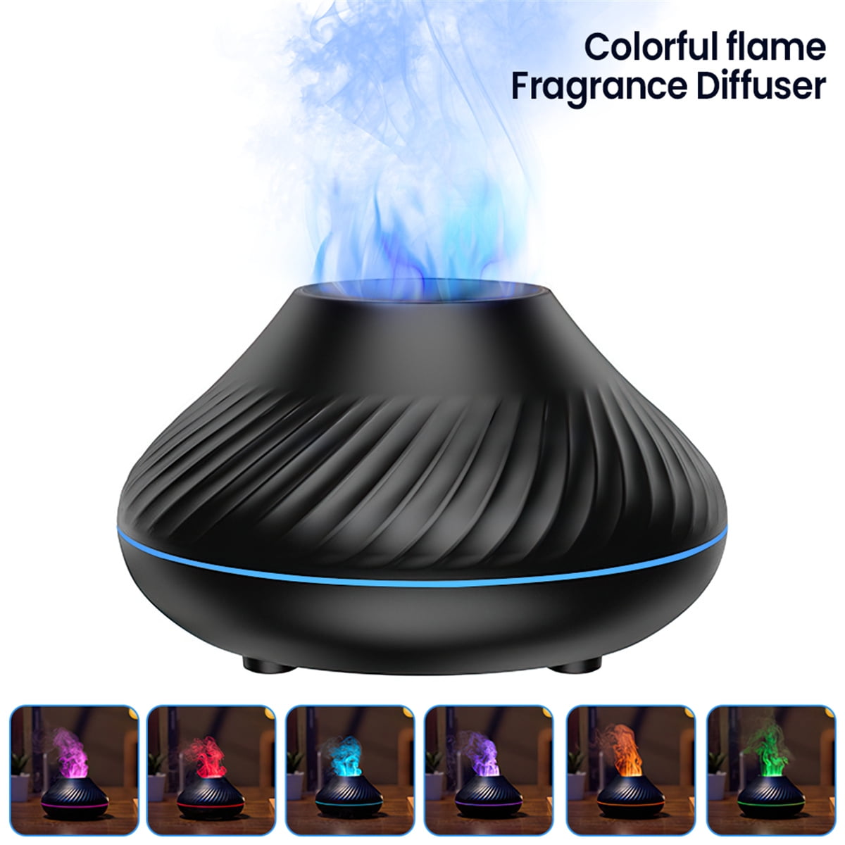 Smoke from Ultrasonic Aroma Diffuser and colorful light on black background.  Color Steam moving in dark. Real Artificial smoke in Colorful light on  black. Represent mood and tone feeling of Cyber punk