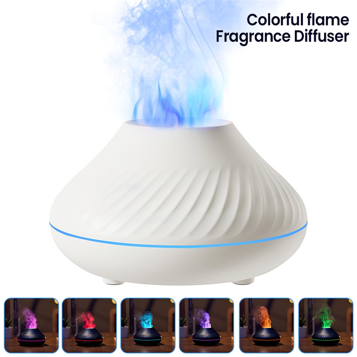 Essential Oil Diffuser with Flame Light, Ultrasonic Super Quiet Diffuser  for Aromatherapy Essential Oils Mist Humidifiers with 7 Flame Color,  Auto-Off Protection Oil Diffusers for home Office 