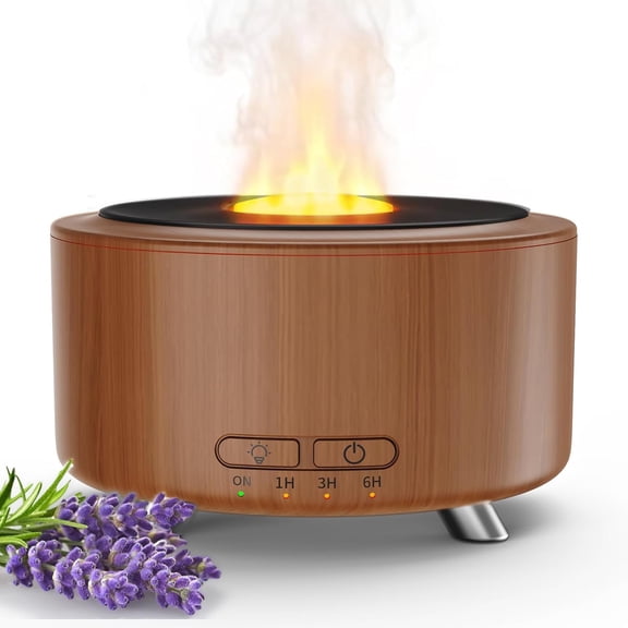Essential Oil Diffuser for Home, 500ML Aromatherapy Machine Office Room Yoga, Aroma with Auto-Off Function, 9 Colors LED Night Light, Dark Wood