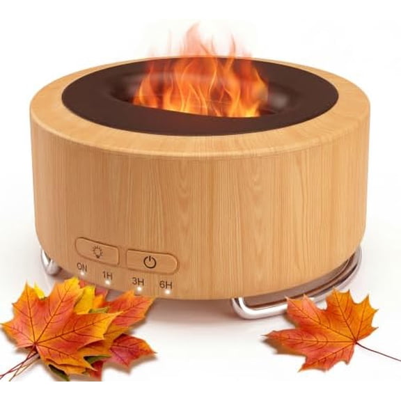 Essential Oil Diffuser for Home: 500ML Aroma Diffuser with Fireplace Flame Light & 9 Colors LED Improved - Quiet <25dB Cool Mist Humidifier for Bedroom Office Yoga Room | Aromatherapy Diffuser