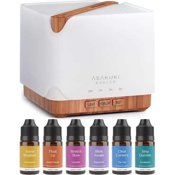 Essential Oil Diffuser for Home, Large 700 ml Aromatherapy Humidifier with Top 6 Sets, Automatic Shut-Off, 7 LED Lights Living Room, Bedroom, Hotel, Gift Mom - Yellow