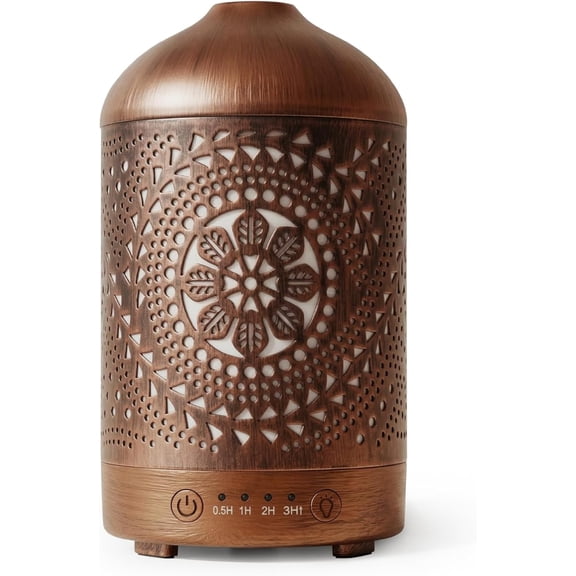 Essential Oil Diffuser Metal Diffuser 100 ml Timers Night Lights and Auto Off Function Home Office Humidifier Aromatherapy Boho Decor Gift