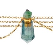 Essential Oil Diffuser Necklace Aromatherapy Diffuser Necklace Natural Fluorite Stone Perfume Bottle Pendant Hexagonal Pointed Perfume Bottle for Men Women Daily Focus Gifts Gold