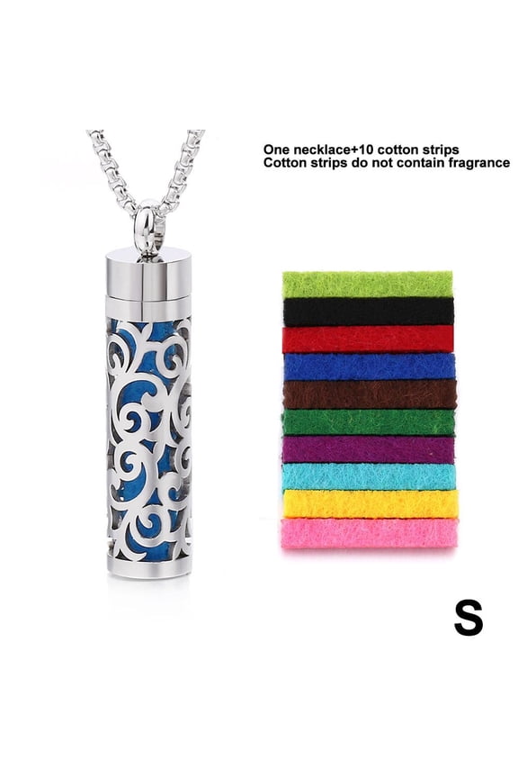 Essential Oil Diffuser Necklace, Aromatherapy Locket Pendant Necklace Stainless Steel Diffuser Necklace Pendant with 10 Pcs Refill Pads for Men Women, Aroma Necklaces Gift Set for Mothers Day