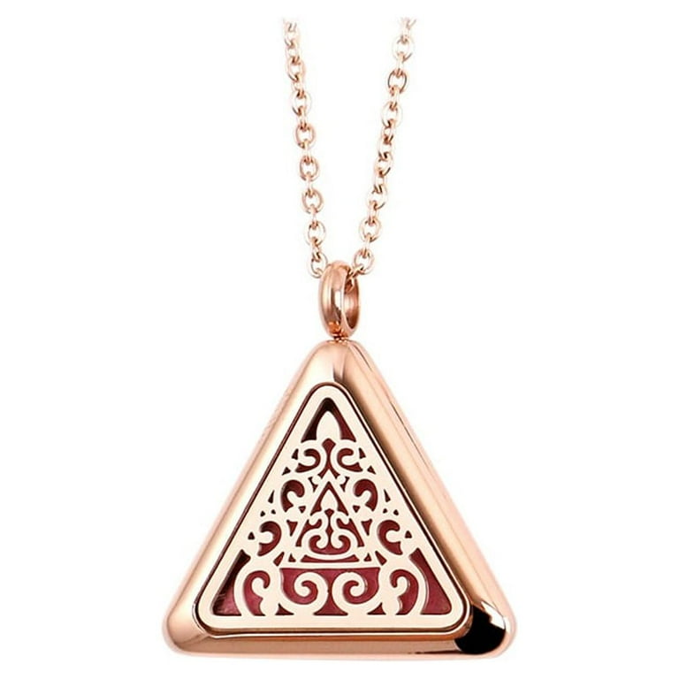 Essential Oil Diffuser Necklace Triangle Locket Pendant Stainless Steel Aromatherapy Necklace