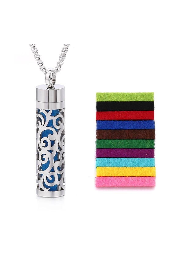 Essential Oil Diffuser Necklace with 10 Refill Pads, Aromatherapy Locket Pendant for Men and Women, Great Gift for Mother's Day