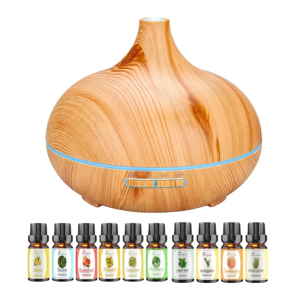 Essential Oil Diffuser Onion Head Aromatherapy Diffuser Humidifier, 7 Colorful Lights Misting Humidifying Aromatherapy Diffuser, 10 Bottles of Essential Oils, Suitable for Home Bedroom Office