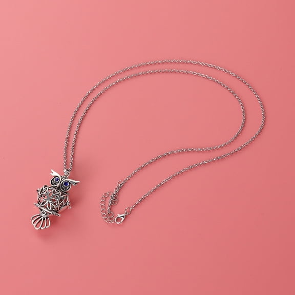 LEORX Aromatherapy Essential Oil Diffuser Owl Necklace Locket Pendant 2pcs Antique Silver