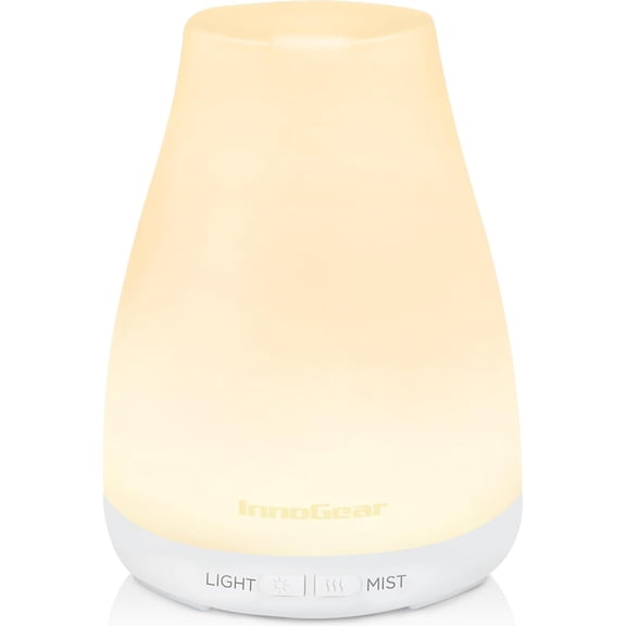 Essential Oil Diffuser, Ultrasonic Diffusers for Home Aromatherapy Humidifier for Mother's Gift Bedroom Room 7 Colors LED 2 Mist Mode Auto Off, Basic White
