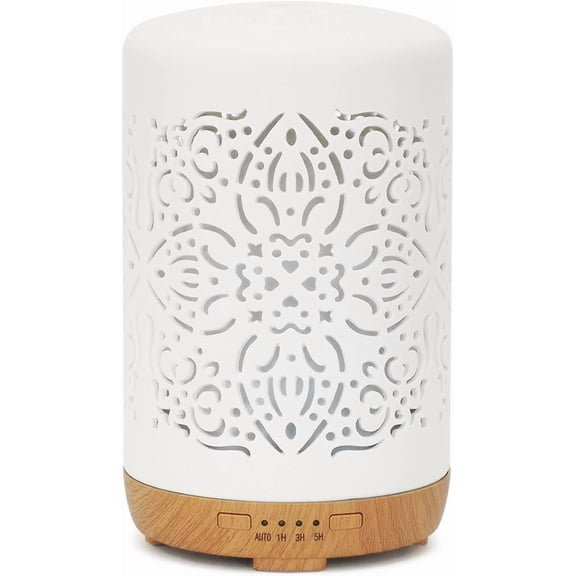 Essential Oil Diffuser White Ceramic Diffuser 250 ml Timers Night Lights and Auto Off Function Home Office Humidifier Aromatherapy Diffusers for Essential Oils