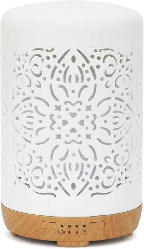 Essential Oil Diffuser White Ceramic Diffuser 250 ml Timers Night ...