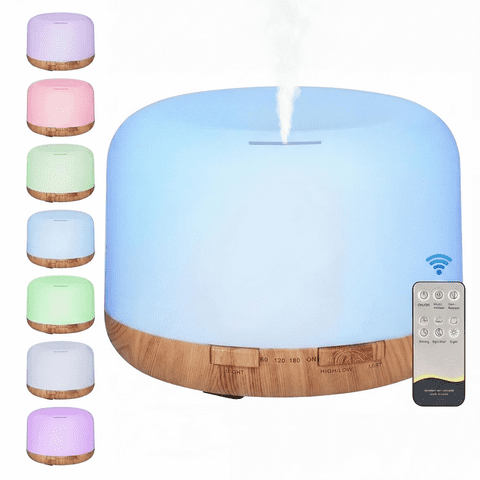 500ml Essential Oil Diffuser with Remote Control, with 3 Timers 7 Colors Ambient Light for Large Room Home Office