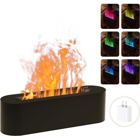 Essential Oil Diffusers,Flame Colorful Water Vapor Fire Fireplace Humidifier for Aromatherapy Aroma Therapy Machine Room Bedroom,Black Flame Diffuser for Essential Oils