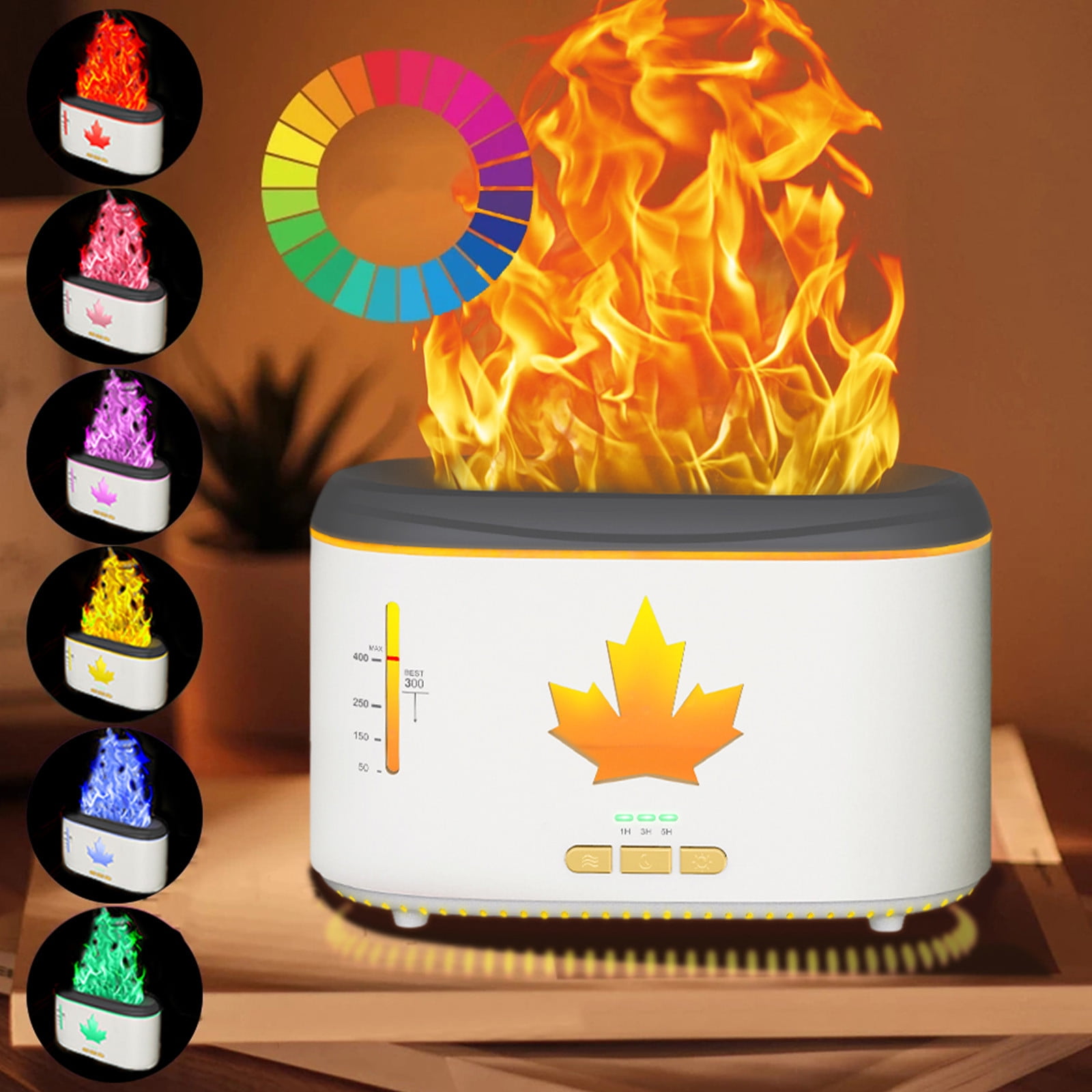 Essential Oil Diffusers, Quiet Flame Diffuser, 7 Colors Modes Changed Flame Light, Auto Shut Off