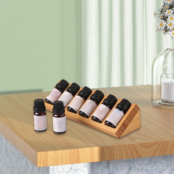 Essential Oil Display Rack Shelf 6 Slots Durable Tray Diffuser Stand Bamboo Desk Bottle Holder Nail Polish Display Holder