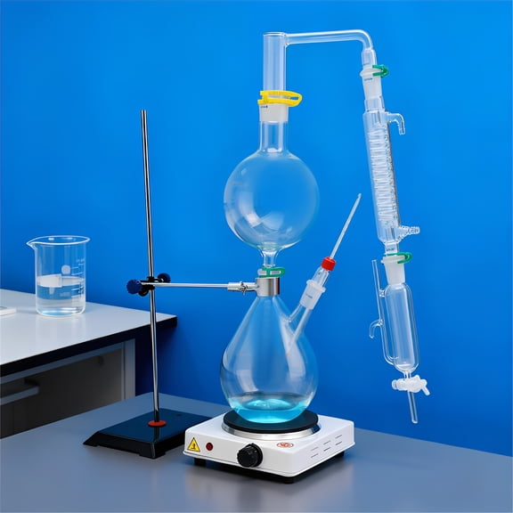 Essential Oil Distillation Equipment, Distillation Apparatus, Lab Distillation Kit with 1000W Heating Plate