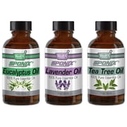 Essential Oil Eucalyptus, Lavender and Tea Tree Aromatherapy ( 3 x 30 ml / 1 fl oz ) - Gift Set of 3 - Made with 100% Pure Therapeutic Grade Essential Oils by Sponix Made in USA