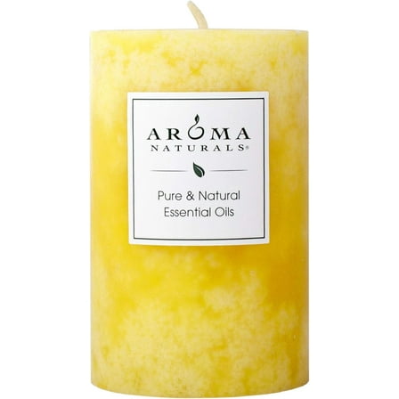 Essential Oil Orange and Lemongrass Scented Pillar Candle, Ambiance, 2.5 inch x 4 inch, Yellow