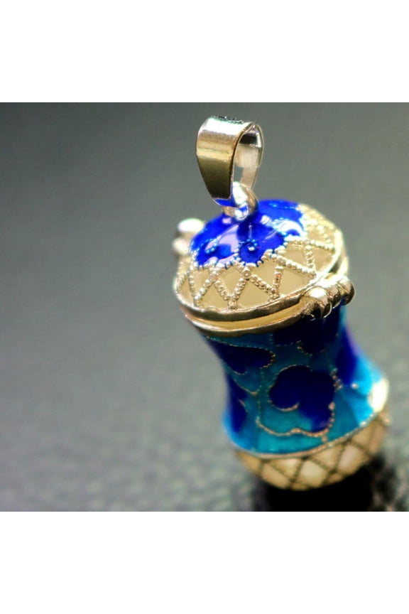 Essential Oil Perfume Cylinder Diffuser Locket Pendant Blue Enamel Casket , 3, 28mm 3