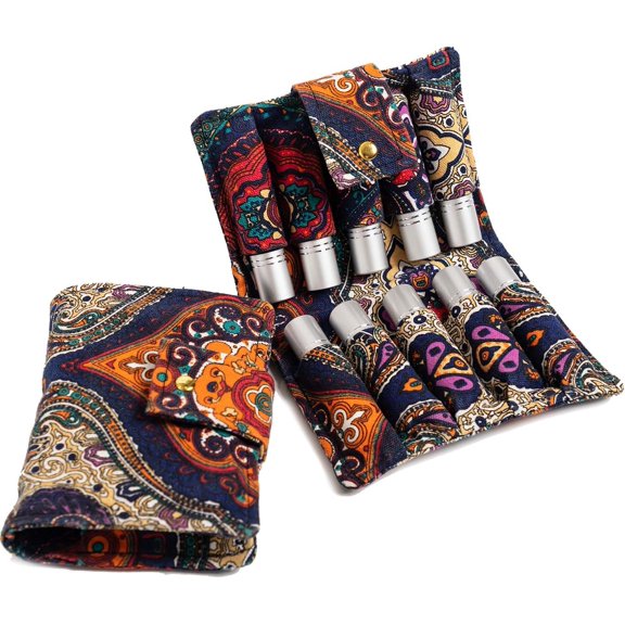 Essential Oil Purse Canvas Oil Pouch Storage Bag 10-bottle 5ml-10ml Perfume Bottle Oil Travel Bag Polish Bag