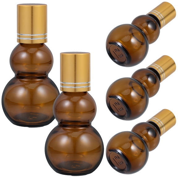 TOYMYTOY Steel Ball Glass Roller Bottles Essential Oils Light Brown for Storage 5Pcs