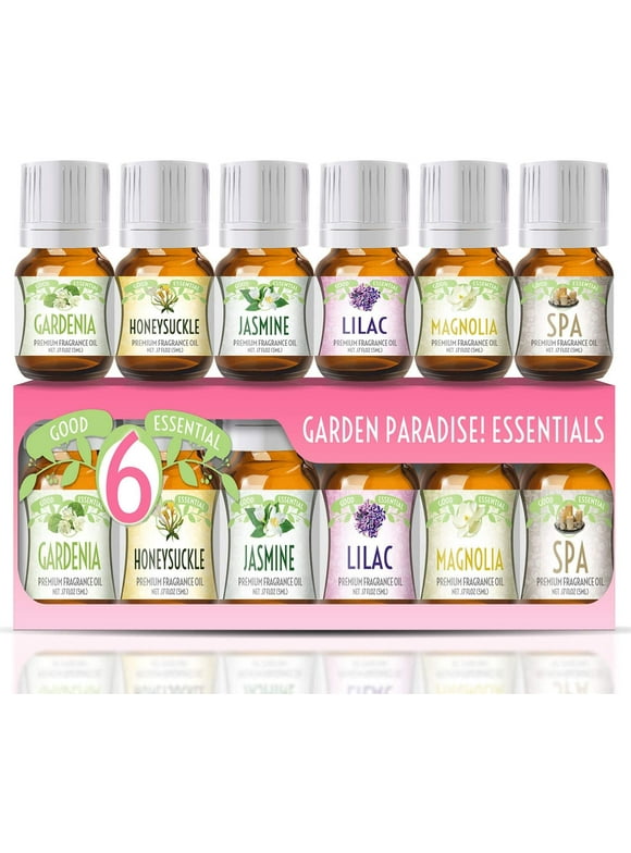 Essential Oil Set from Good Essential - Gardenia, Honeysuckle, Jasmine, Lilac, Magnolia, Spa Oil: Candles, Soaps, Perfume, Diffuser, Home Care, Aromatherapy 6-Pack