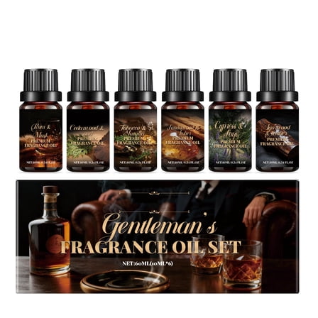 Essential Oil Sets,Oil Diffuser Essential Oils,Men Essences Oil Gift Set Premiums Fragrant Oil For Diffusers,Diffuser Oil,Use for Soap Candle Making,Caramel Apples, Pumpkin Pie(6*10ml)