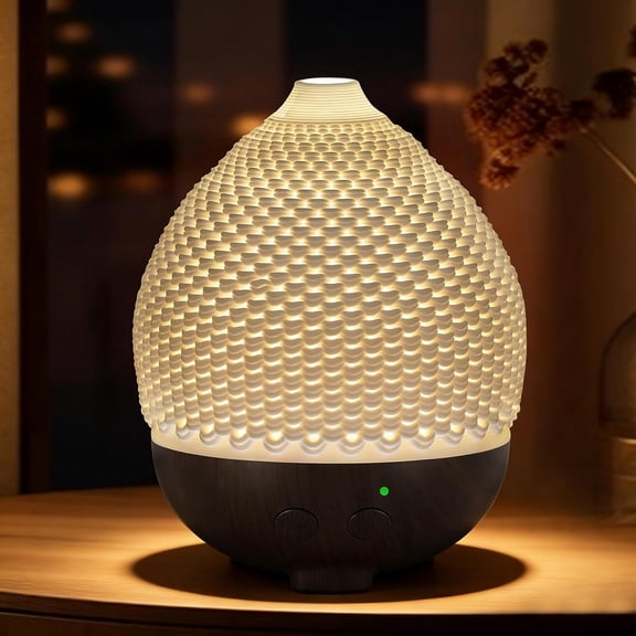 Essential Oils Ceramic 250ml - Ultrasonic Aromatherapy 3D Printing Dome, Cool Mist Air Freshener with 2 Mist Modes 7 Colors LED Lights, Auto Shut-Off Protection for Home Office Decor
