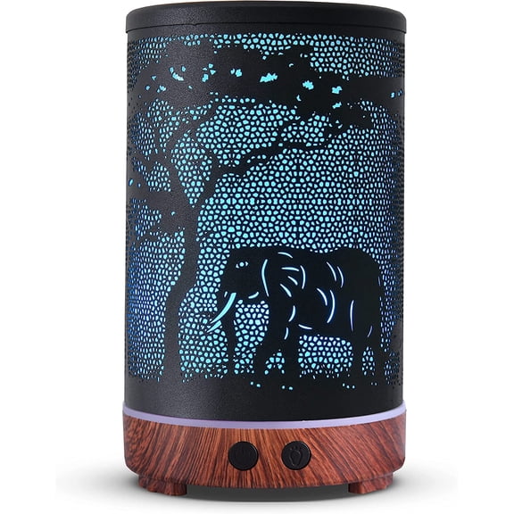 Essential Oils Diffuser,Aromatherapy Diffuser,Birthday Gifts for Women Mom Grandma,Metal Cool Mist Humidifier with 7 Colors Lights Waterless Auto Off Air Diffusers（Elephant）