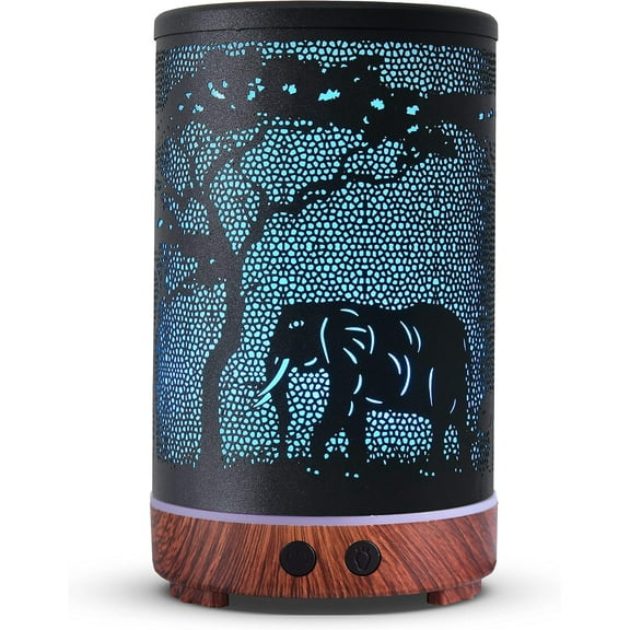 Essential Oils Diffuser,Aromatherapy Diffuser,Birthday Gifts for Women Mom Grandma,Metal Cool Mist Humidifier with 7 Colors Lights Waterless Auto Off Air Diffusers（Elephant）