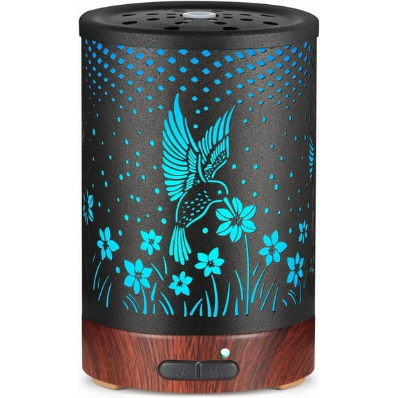 Essential Oils Diffuser,Aromatherapy Diffuser,Birthday Gifts for Women Mom Grandma,Metal Cool Mist Humidifier with 7 Colors Lights Waterless Auto Off Air Diffusers (C-Hummingbirds)