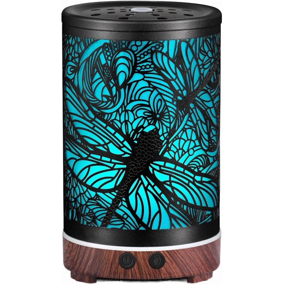 Essential Oils Diffuser,Aromatherapy Diffuser,Birthday for Women Mom Grandma,Metal Cool Mist Humidifier with 7 Colors Lights Waterless Auto Off Air Diffusers (Dragonfly)