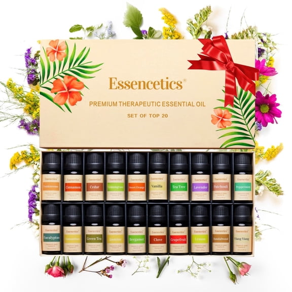 Essential Oils Gift Set for Humidifier Aromatherapy Skin Care Massage Candle Soap Making Fragrance Oils Gift Set 20*10 ml by Essencetics