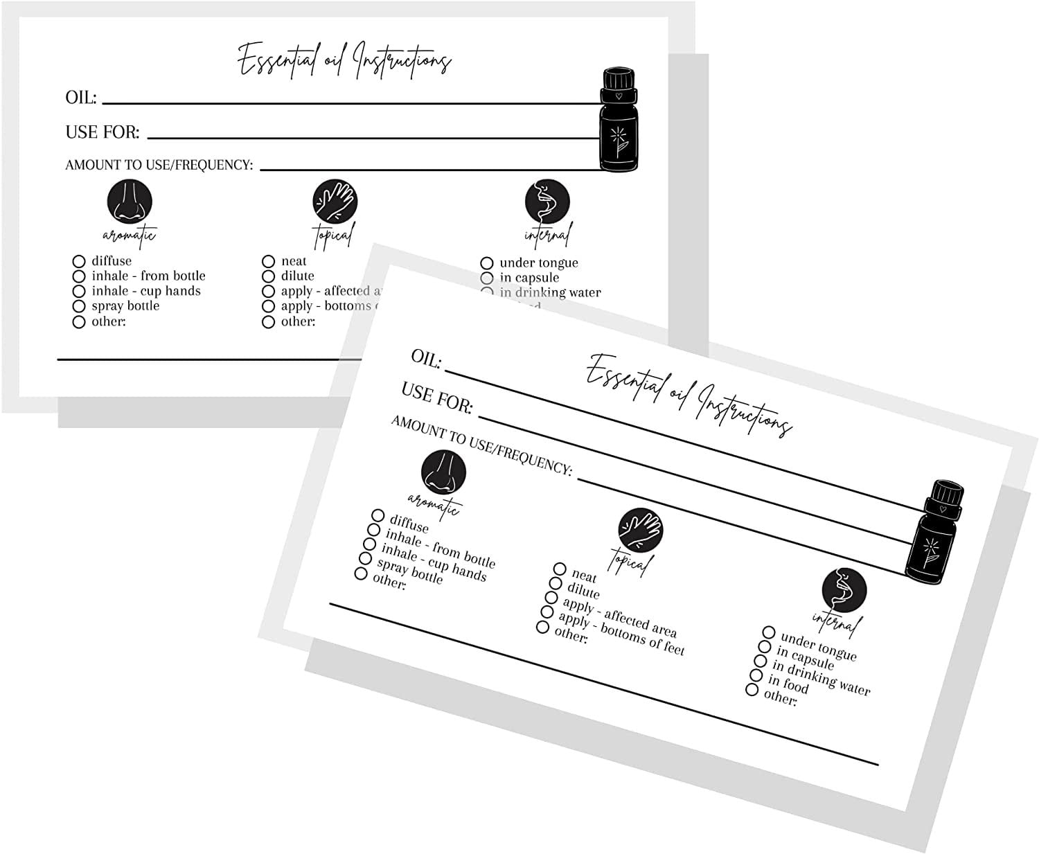 Essential Oils Instruction Card 50 Pack 2x3.5