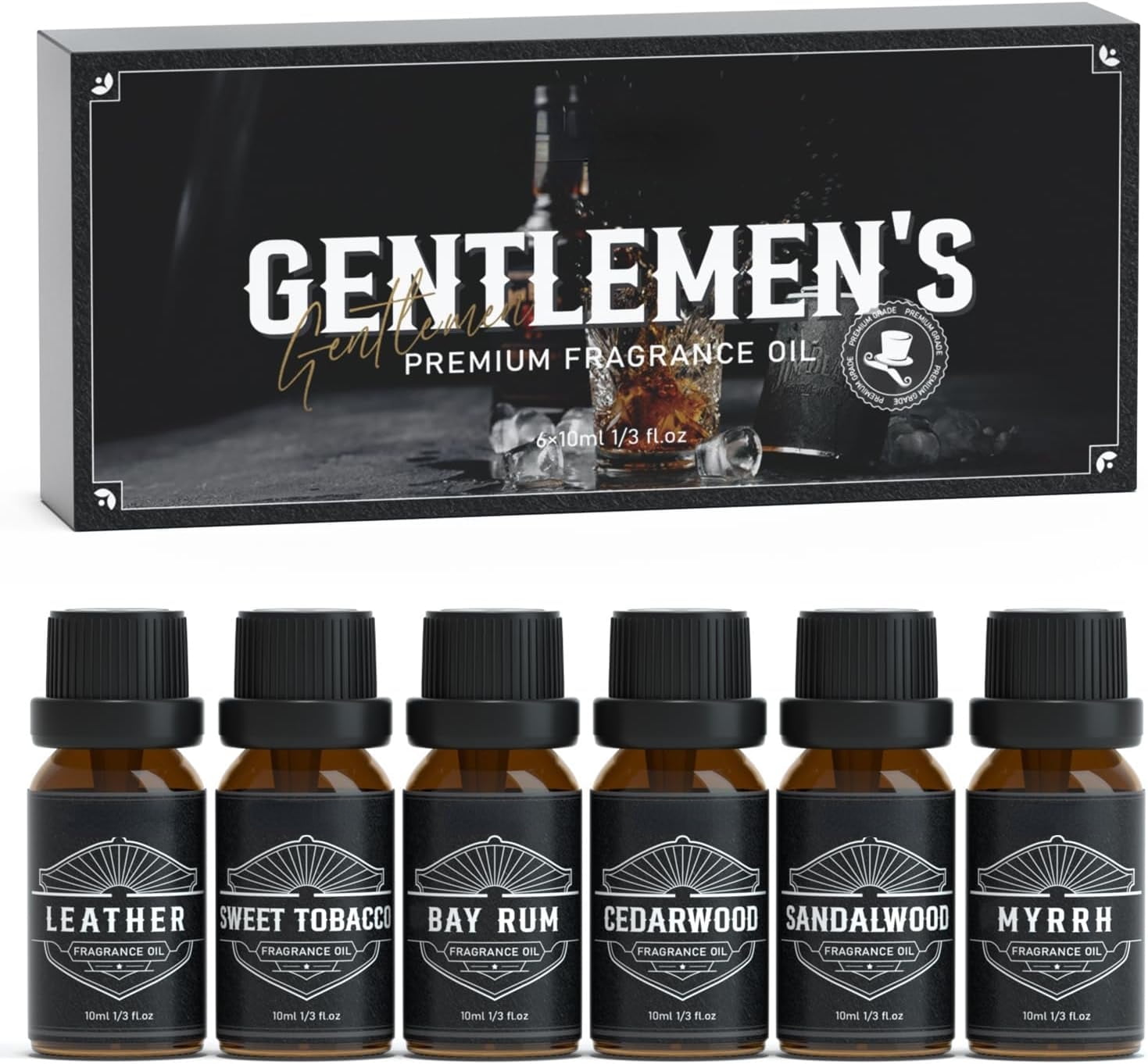 Essential Oils for Men, UM Masculine Essential Oils, Manly Fragrance Oils for Diffuser, Sandalwood, Cedarwood, Leather, Sweet Tobacco, Bay Rum, Myrrh, Gift for Men