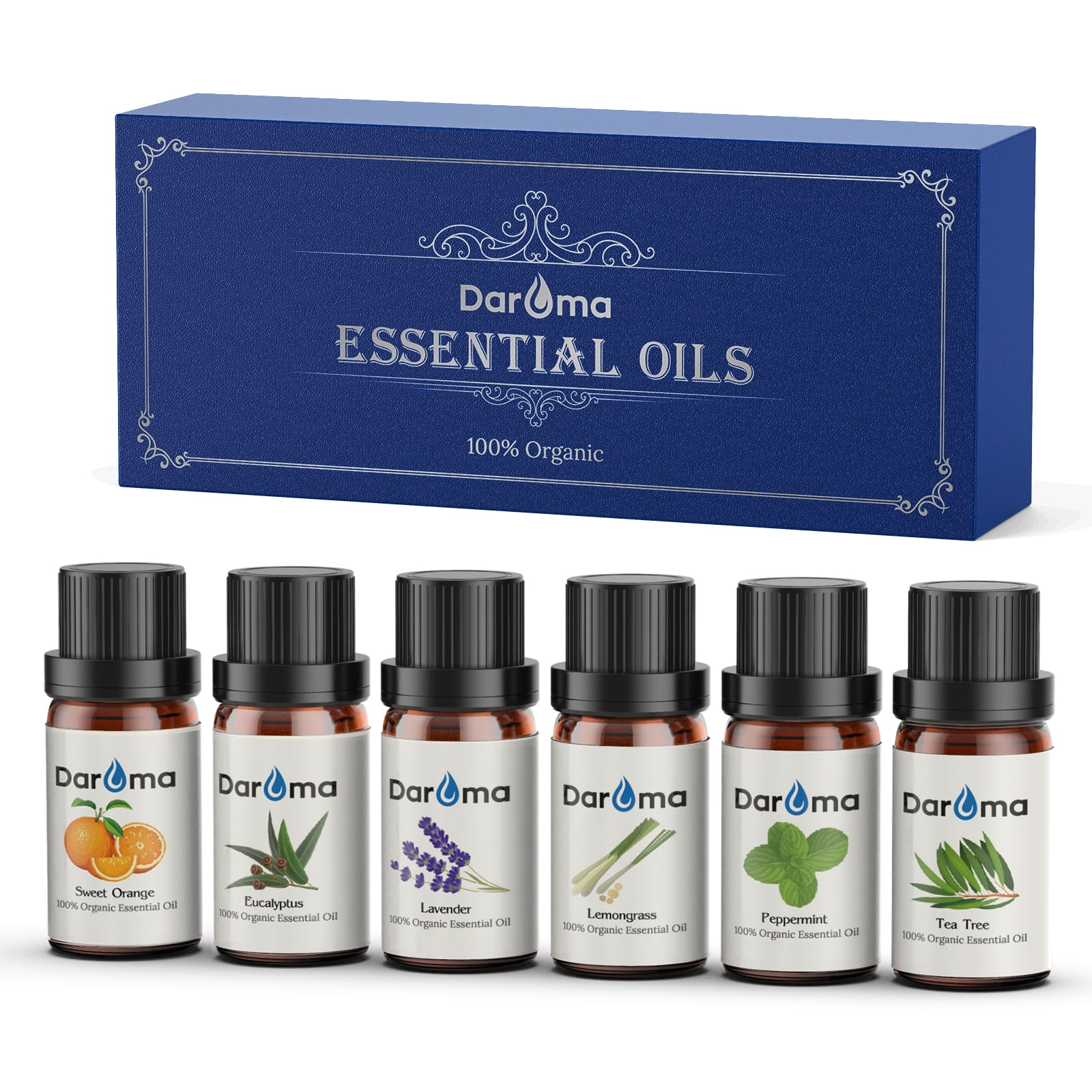Essential Oils Set, Daroma Top 6 Aromatherapy Oils Set for Diffusers, 100 Pure Steam Distilled