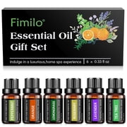 Fimilo Essential Oils Set, Fragrance Oils Gift Set for Diffuser - Peppermint,Lemongrass,Tea Tree,Rosemary,Lavender,Orange Kit 6 X 10ML