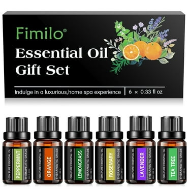Fimilo Aromatherapy Oils Gift Set-6 Pack,10ML-Peppermint,Lemongrass,Tea Tree,Rosemary,Lavender,Orange, Suit for Diffusers,Candle Making Scents,Fragrance,Humidifiers
