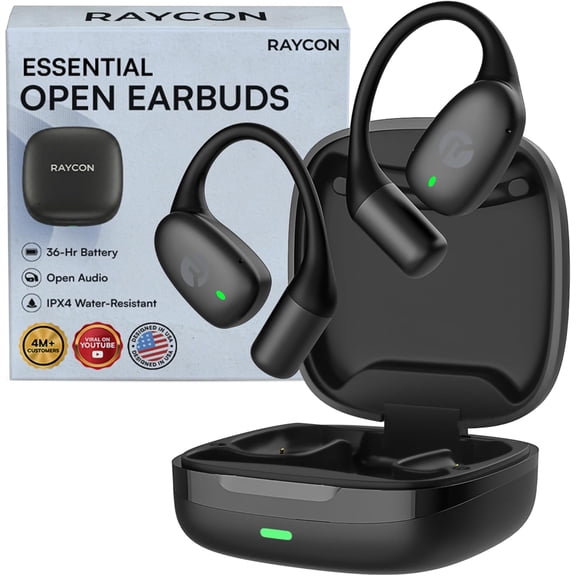 Essential Open Ear Earbuds Headphones, Wireless Bluetooth, Sweat & Water-Resistant Earphones, Running Headphones with Ultra-Lightweight Design, 36 Hours Battery Life ()