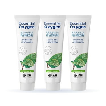 Essential Oxygen BR On-Demand Fluoride-Free, Organic, Anticavity Toothpaste, Peppermint, 4 oz, Pack of 3