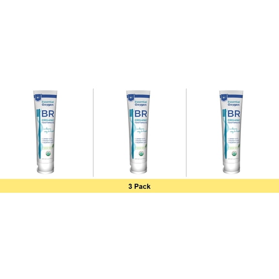 Essential Oxygen BR Organic Toothpaste Peppermint, 4 oz - 3 Pack